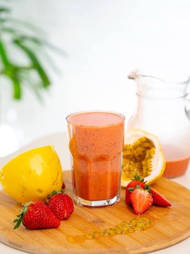 Suco 100% Natural de Maracuja e  Morango